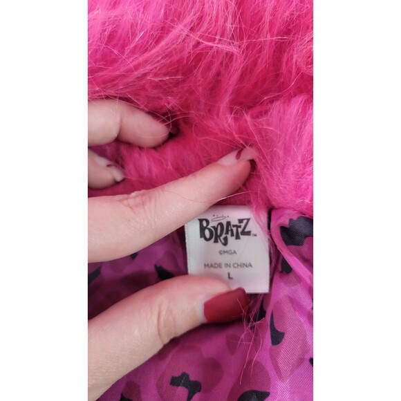 Bratzcore Y2K Faux Leather Moto Jacket Size L Zip Front Black Pleather Cosplay - Picture 6 of 8